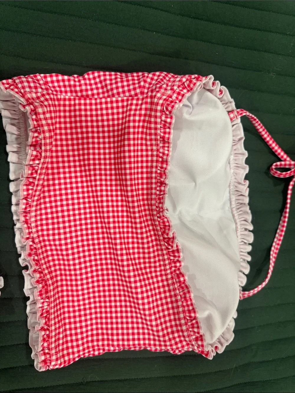 SHEIN Red and White Gingham Ruffle Bikini Set small - Picture 3 of 5